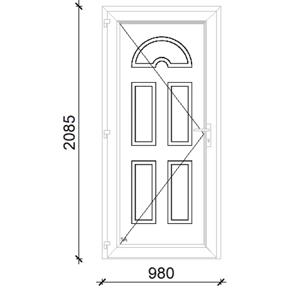 Műanyag bejárati ajtó 100x210 balos Miami tömör extra vastag hőszigetelt panellal 5 kamrás fehér