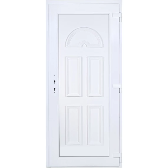 Műanyag bejárati ajtó 100x210 jobbos Miami tömör extra vastag hőszigetelt panellal 5 kamrás fehér