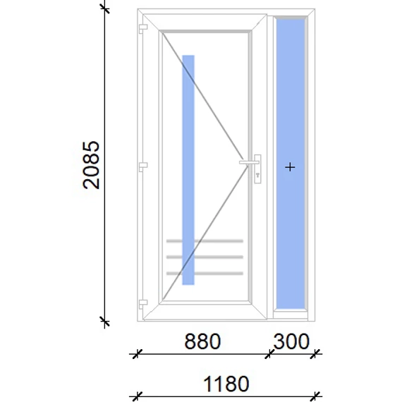 Műanyag bejárati ajtó 120x210 balos Daytona 1 üveges 5 kamrás fehér