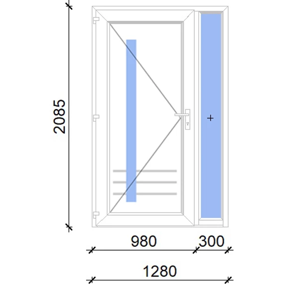 Műanyag bejárati ajtó 130x210 balos Daytona 1 üveges 5 kamrás fehér