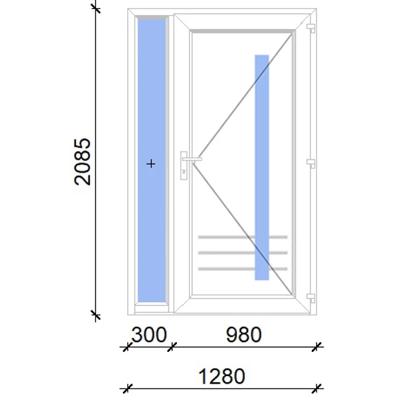 Műanyag bejárati ajtó 130x210 jobbos Daytona 1 üveges 5 kamrás fehér