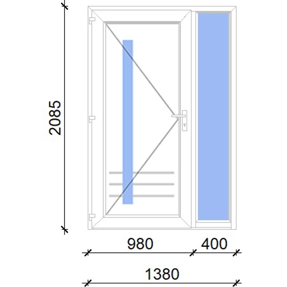 Műanyag bejárati ajtó oldalvilágítóval 140x210 balos Daytona 1 üveges 5 kamrás fehér