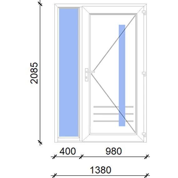Műanyag bejárati ajtó oldalvilágítóval 140x210 jobbos Daytona 1 üveges 5 kamrás fehér