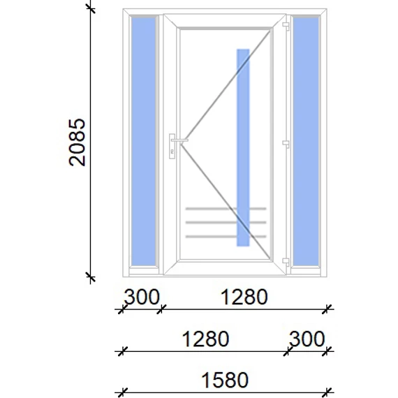 Műanyag bejárati ajtó 160x210 jobbos Daytona 1 üveges 5 kamrás fehér