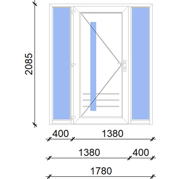 Műanyag bejárati ajtó 180x210 balos Daytona 1 üveges 5 kamrás fehér