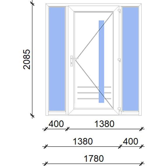 Műanyag bejárati ajtó 180x210 jobbos Daytona 1 üveges 5 kamrás fehér