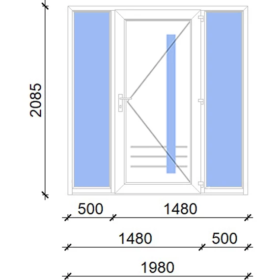 Műanyag bejárati ajtó 200x210 jobbos Daytona 1 üveges 5 kamrás fehér