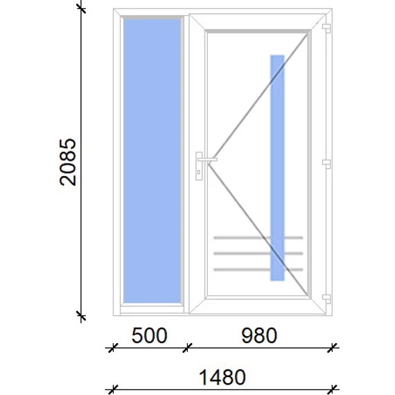 Műanyag bejárati ajtó 150x210 jobbos Daytona 1 üveges 3 rétegű üveggel extra vastag hőszigetelt panellal oldalvilágítóval 5 kamrás fehér