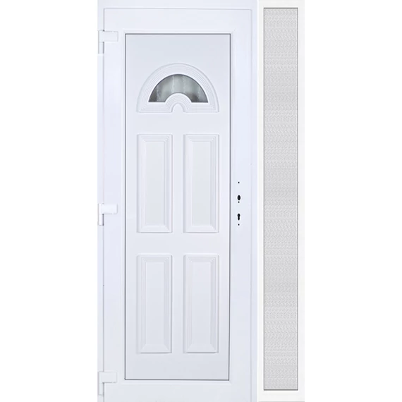 Műanyag bejárati ajtó 120x210 balos Miami 1 üveges oldalvilágítóval 5 kamrás fehér
