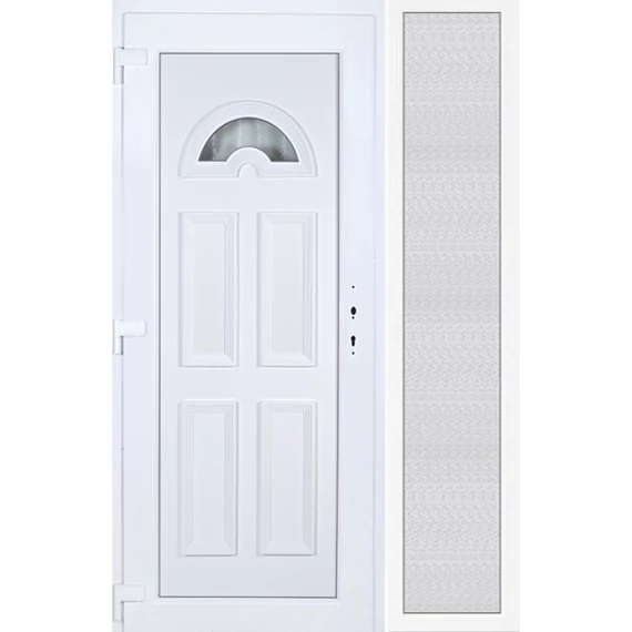 Műanyag bejárati ajtó 140x210 balos Miami 1 üveges oldalvilágítóval 5 kamrás fehér