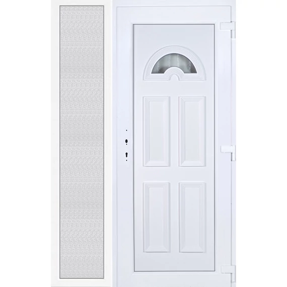 Műanyag bejárati ajtó 140x210 jobbos Miami 1 üveges oldalvilágítóval 5 kamrás fehér