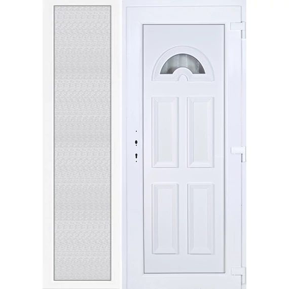 Műanyag bejárati ajtó 150x210 jobbos Miami 1 üveges oldalvilágítóval 5 kamrás fehér