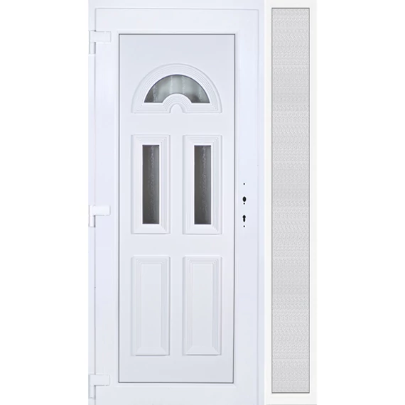 Műanyag bejárati ajtó 120x210 balos Miami 3 üveges oldalvilágítóval 5 kamrás fehér
