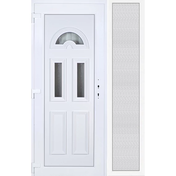 Műanyag bejárati ajtó 140x210 balos Miami 3 üveges oldalvilágítóval 5 kamrás fehér