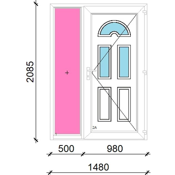 Műanyag bejárati ajtó 150x210 jobbos Miami 3 üveges oldalvilágítóval 5 kamrás fehér