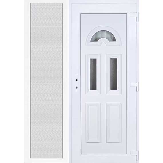 Műanyag bejárati ajtó 150x210 jobbos Miami 3 üveges oldalvilágítóval 5 kamrás fehér