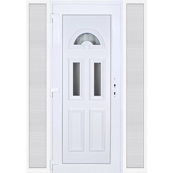 Műanyag bejárati ajtó 160x210 balos Miami 3 üveges oldalvilágítóval 5 kamrás fehér