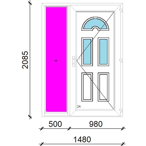 Műanyag bejárati ajtó 150x210 jobbos Miami 3 üveges 3 rétegű üveggel extra vastag hőszigetelt panellal oldalvilágítóval 5 kamrás fehér