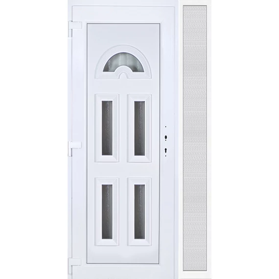 Műanyag bejárati ajtó 120x210 balos Miami 5 üveges oldalvilágítóval 5 kamrás fehér