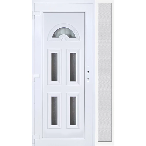 Műanyag bejárati ajtó 130x210 balos Miami 5 üveges oldalvilágítóval 5 kamrás fehér