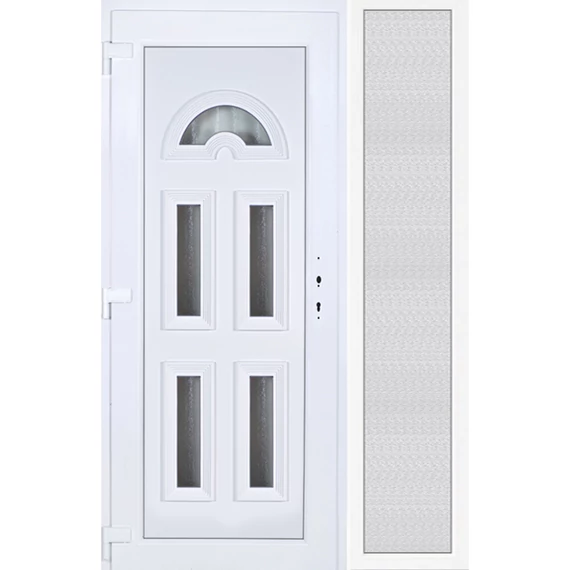 Műanyag bejárati ajtó 140x210 balos Miami 5 üveges oldalvilágítóval 5 kamrás fehér