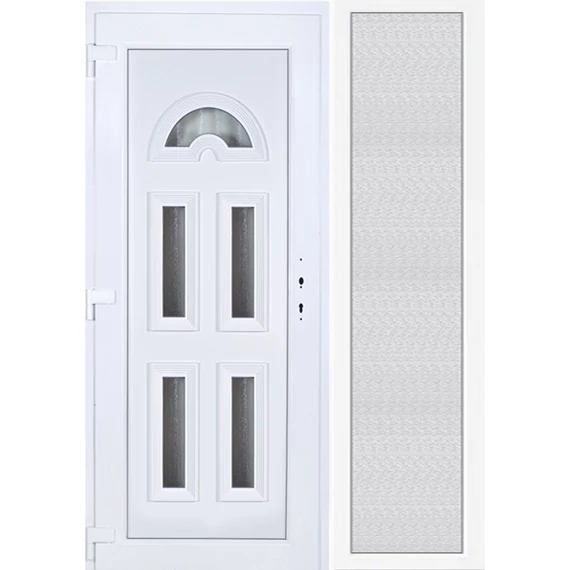 Műanyag bejárati ajtó 150x210 balos Miami 5 üveges oldalvilágítóval 5 kamrás fehér