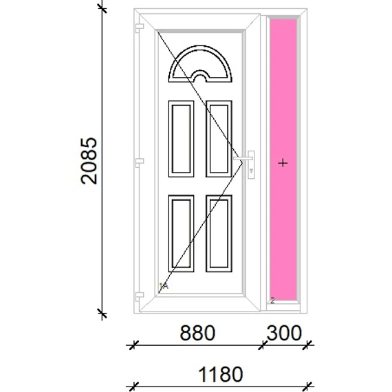 Műanyag bejárati ajtó 120x210 balos Miami tömör oldalvilágítóval 5 kamrás fehér
