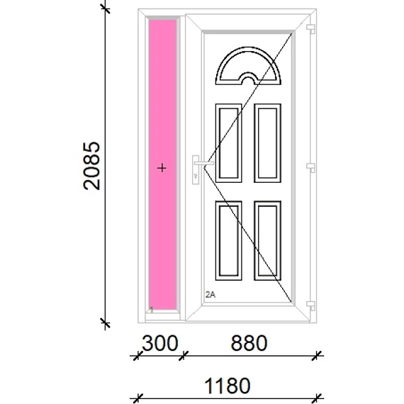 Műanyag bejárati ajtó 120x210 jobbos Miami tömör oldalvilágítóval 5 kamrás fehér