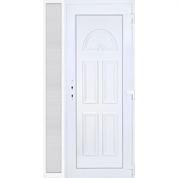 Műanyag bejárati ajtó 120x210 jobbos Miami tömör oldalvilágítóval 5 kamrás fehér