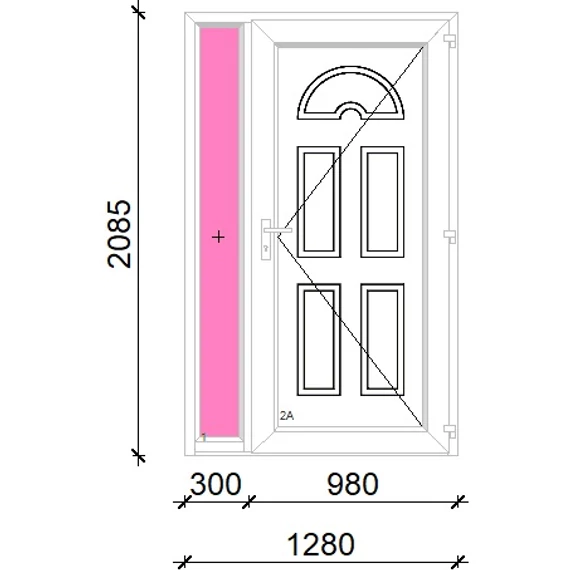 Műanyag bejárati ajtó 130x210 jobbos Miami tömör oldalvilágítóval 5 kamrás fehér