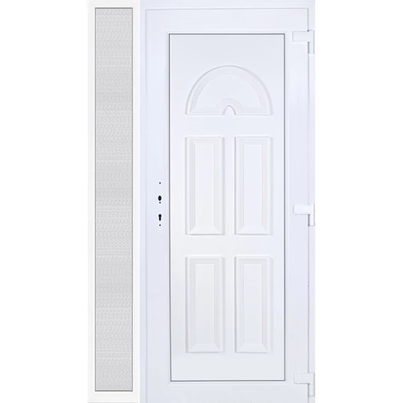 Műanyag bejárati ajtó 130x210 jobbos Miami tömör oldalvilágítóval 5 kamrás fehér
