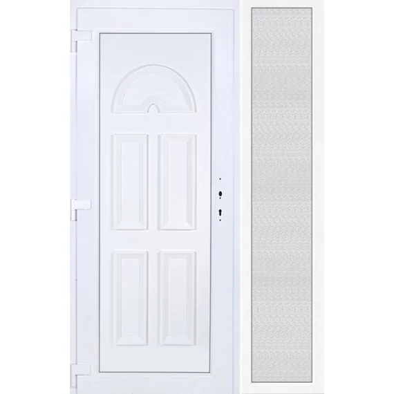 Műanyag bejárati ajtó 140x210 balos Miami tömör oldalvilágítóval 5 kamrás fehér