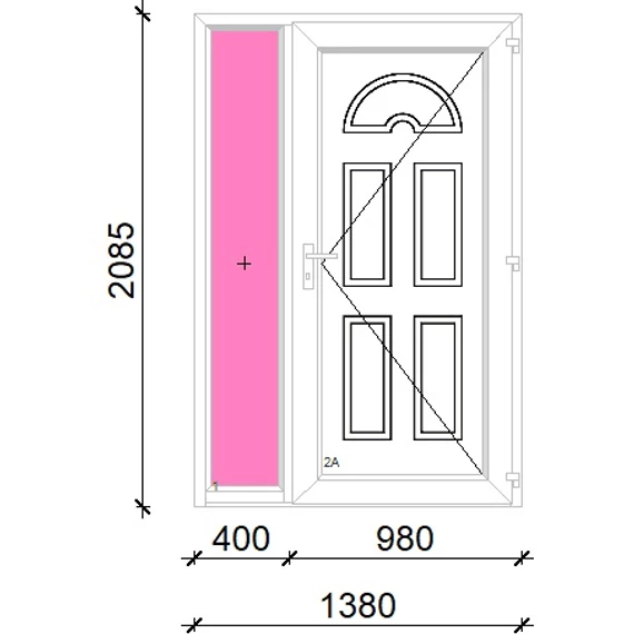 Műanyag bejárati ajtó 140x210 jobbos Miami tömör oldalvilágítóval 5 kamrás fehér