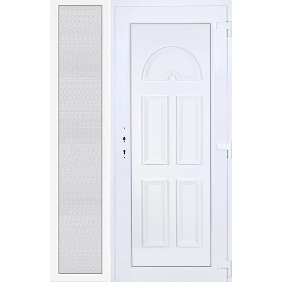 Műanyag bejárati ajtó 140x210 jobbos Miami tömör oldalvilágítóval 5 kamrás fehér