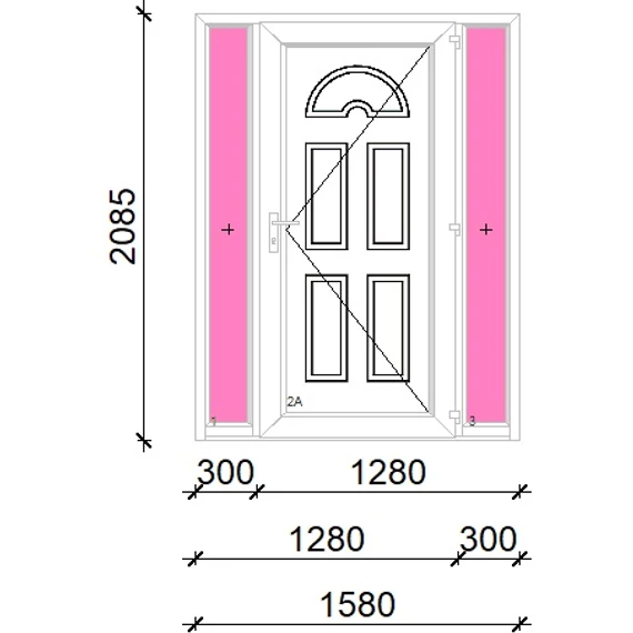 Műanyag bejárati ajtó 160x210 jobbos Miami tömör oldalvilágítóval 5 kamrás fehér