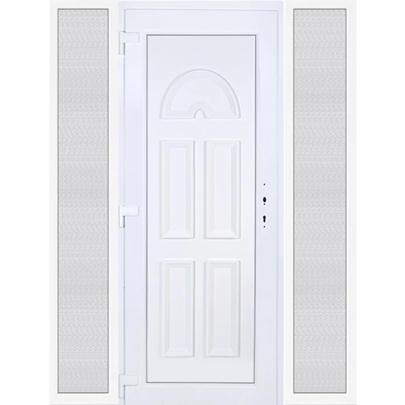Műanyag bejárati ajtó 180x210 balos Miami tömör oldalvilágítóval 5 kamrás fehér