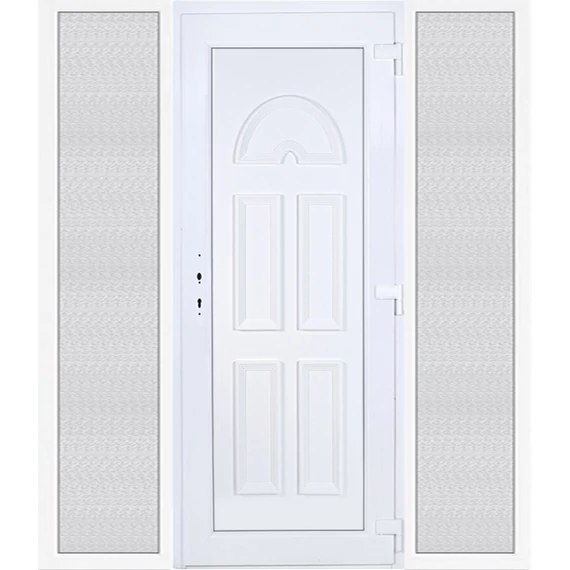 Műanyag bejárati ajtó 200x210 jobbos Miami tömör oldalvilágítóval 5 kamrás fehér