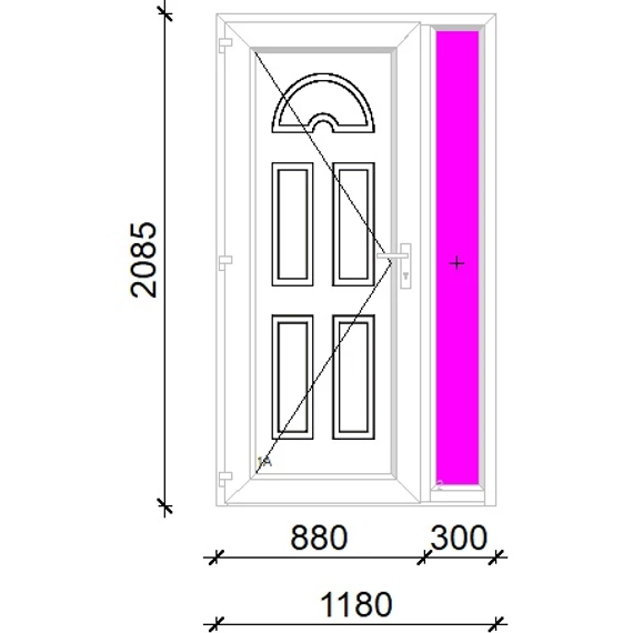 Műanyag bejárati ajtó 120x210 balos Miami tömör extra vastag hőszigetelt panellal oldalvilágítóval 5 kamrás fehér