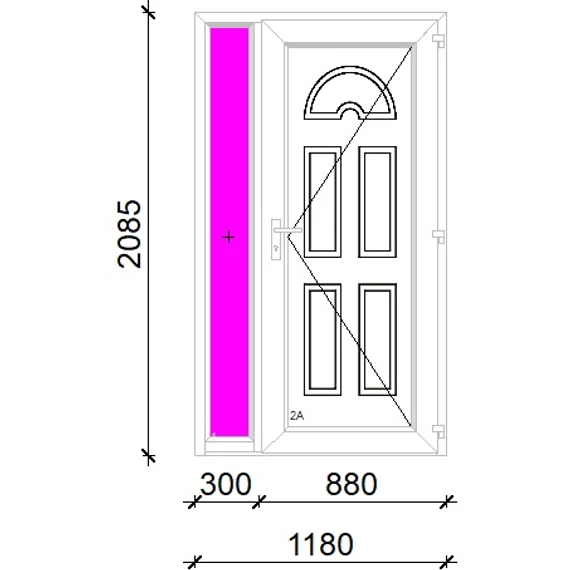 Műanyag bejárati ajtó 120x210 jobbos Miami tömör extra vastag hőszigetelt panellal oldalvilágítóval 5 kamrás fehér