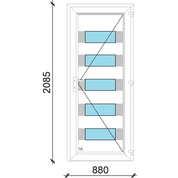 Műanyag bejárati ajtó 90x210 jobbos Sarasota 5 üveges Aluminium rátétes 5 kamrás fehér