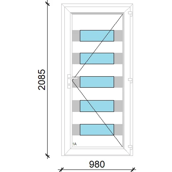 Műanyag bejárati ajtó 100x210 jobbos Sarasota 5 üveges Aluminium rátétes 5 kamrás fehér