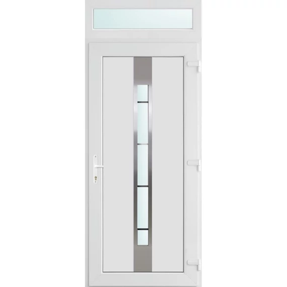 Műanyag bejárati ajtó 100x240 jobbos Manhattan 1 üveges 3 rétegű üveggel és hőszigetelt panellel 5 kamrás fehér