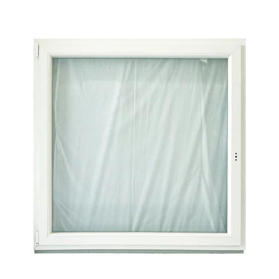 Exzellent 120x120 bukó-nyíló balos műanyag ablak fehér 6 légkamrás 2 rétegű üvegezéssel