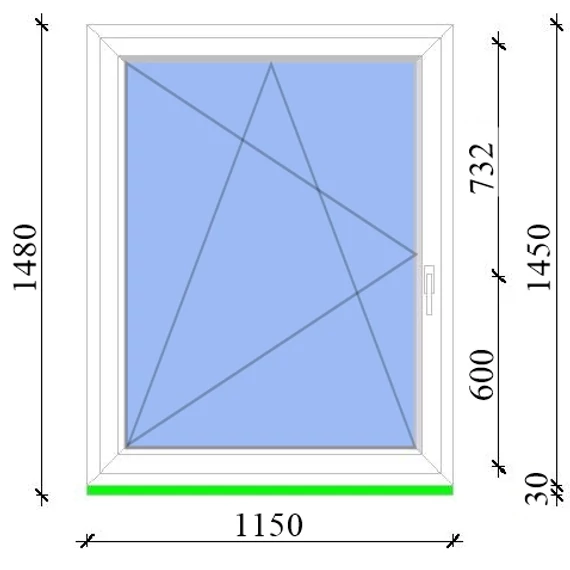 Műanyag ablak 120x150 Salamander 2 rétegű üveggel bukó nyíló balos fehér 5 kamrás