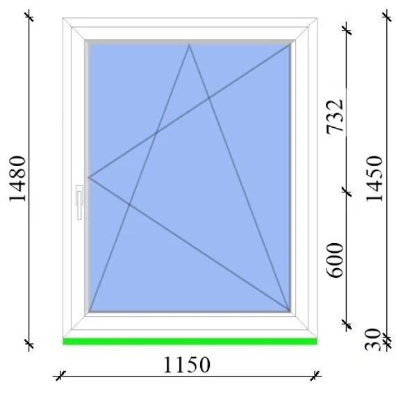 Műanyag ablak 120x150 Salamander 2 rétegű üveggel bukó nyíló jobbos fehér 5 kamrás