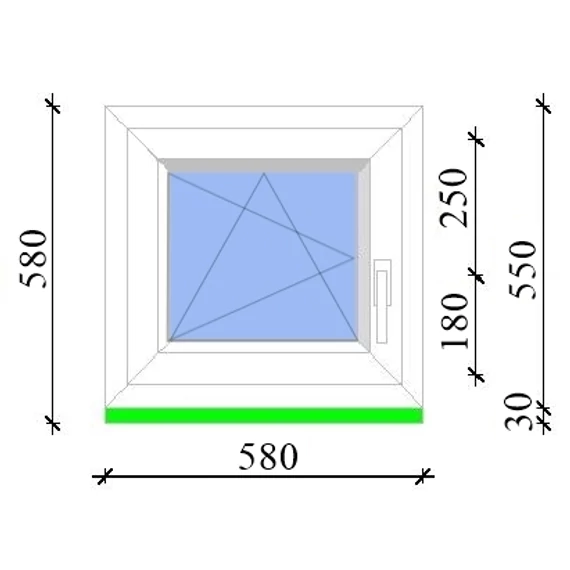 Műanyag ablak 60x60 Salamander 3 rétegű üveggel bukó nyíló balos fehér 5 kamrás