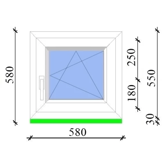 Műanyag ablak 60x60 Salamander 3 rétegű üveggel bukó nyíló jobbos fehér 5 kamrás