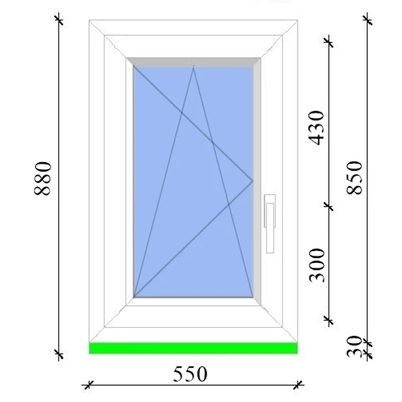 Műanyag ablak 60x90 Salamander 3 rétegű üveggel bukó nyíló balos fehér 5 kamrás