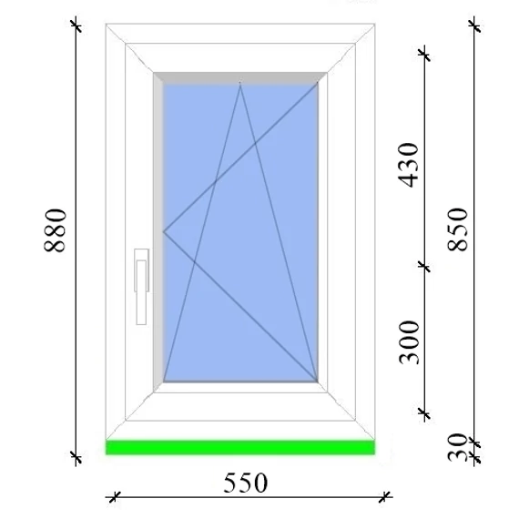 Műanyag ablak 60x90 Salamander 3 rétegű üveggel bukó nyíló jobbos fehér 5 kamrás