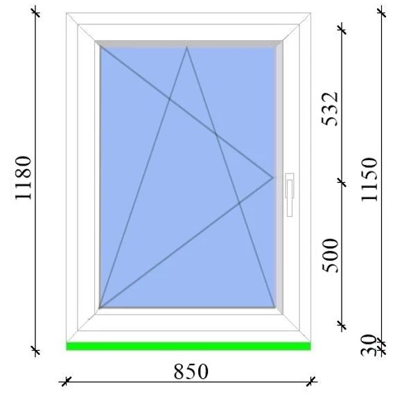 Műanyag ablak 90x120 Salamander 3 rétegű üveggel bukó nyíló balos fehér 5 kamrás